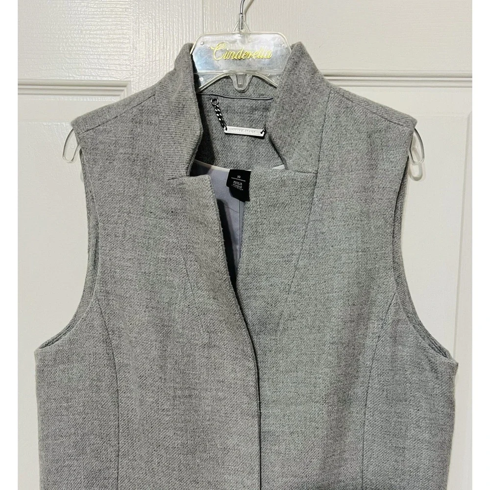 White House Black Market Long‎ Light Gray Tweed Vest  1 Button Women's Size 10